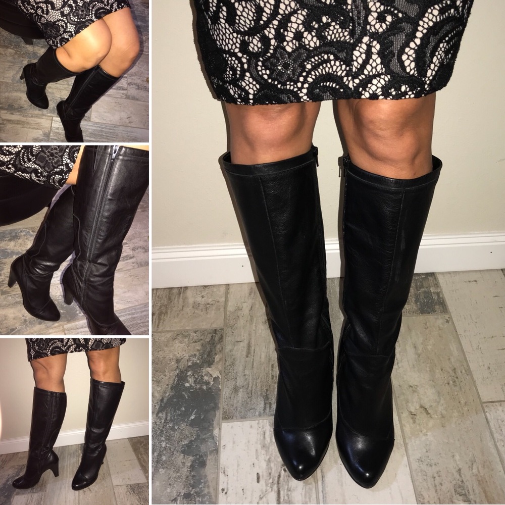 Buttery Soft Black Leather Knee High Boots